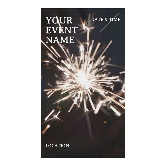 Sparkler Night Sky New Year and Birthday Party Digital Templates (Front)