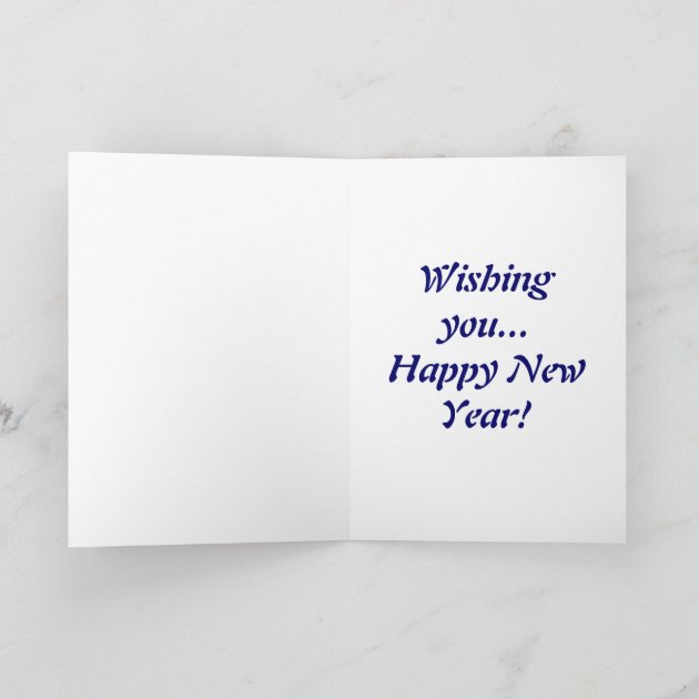 Happy New Year Cat Block Print Holiday Invitation
