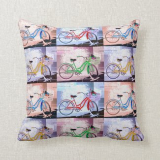 Key West Bicycle Pattern Throw Pillow
