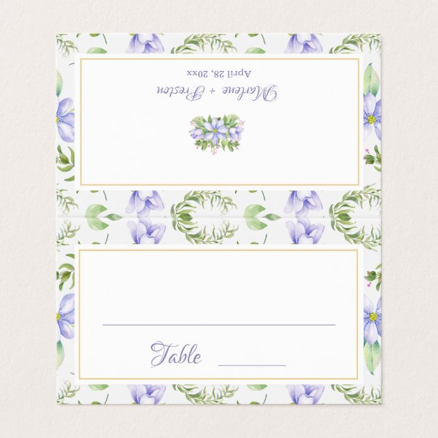 Romantic Purple Floral Garden Wedding Place Card