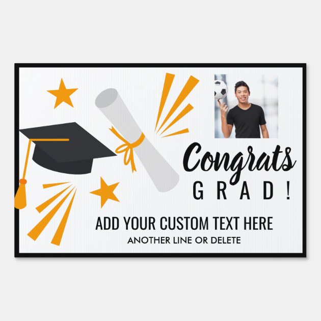 Graduation Photo Congrats Grad Cap Custom Yard Sign