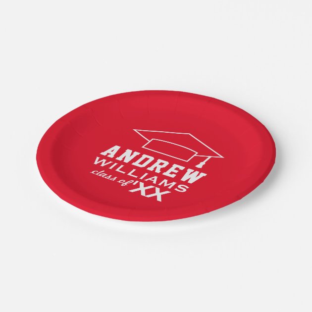 Class Of 2018 | Red Graduation Party Paper Plate