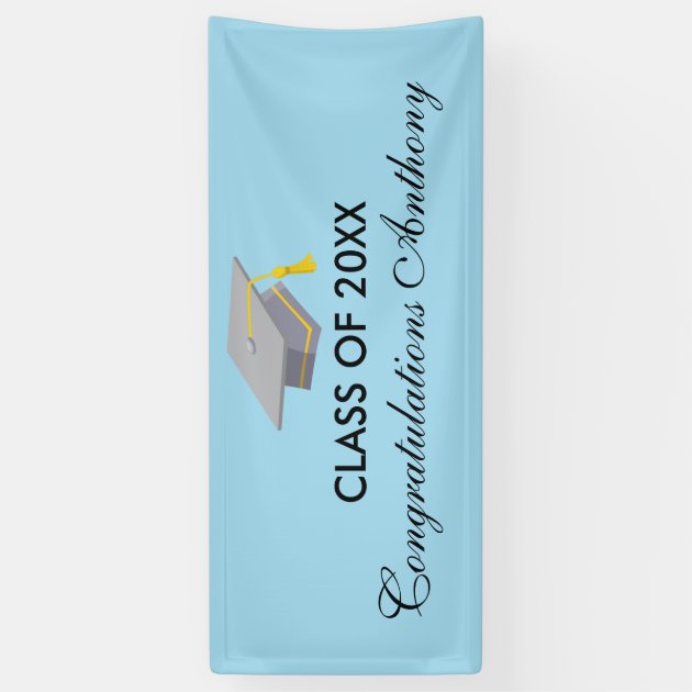 Class Of 20XX Grey Cap Graduation Banner