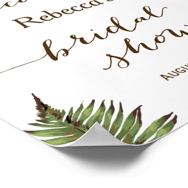 Tropical Leaves Pineapple Bridal Shower Sign