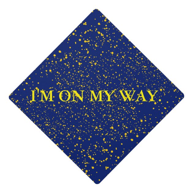 Graduation Cap Topper Yellow Confetti Dots Text