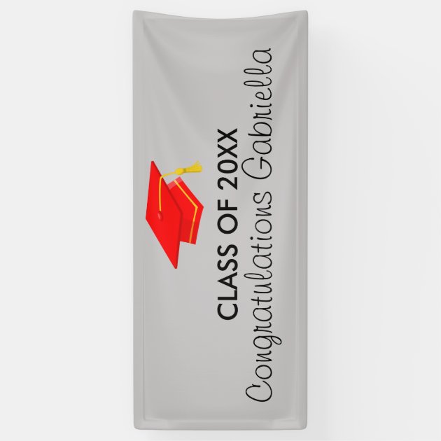 Class Of 20XX Red Cap Graduation Banner