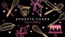 Fun Colorful Baking & Cooking Utensil Black & Gold Business Card