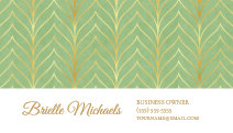 Professional Spring Green and Gold Art Deco Design Business Card