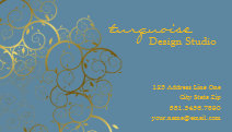 Golden Spirals Leaves Ornamental Deco Vintage Chic Business Card