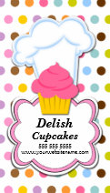 Fun Cupcake & Baker's Hat Business Card