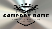 Professional Auto Repair Logo Shiny Metal Mechanic Business Card