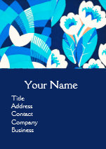 WHITE HAWAII BLUE FLOWERS BOLD FLORAL MONOGRAM BUSINESS CARD