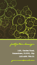 Ornamental Deco Green Spiral Vines Pattern Nature Business Card