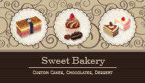 Sweet Bakery Store Custom Cakes Chocolates Dessert Business Card