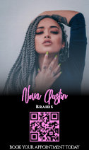 Instagram Braid Hair Hot Pink And Black QR Code Business Card
