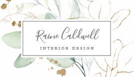 Airy Greenery and Gold Leaf Business Card