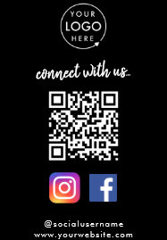 Connect with us   Social Media QR Code Black Business Card