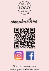 Instagram Facebook QR Code   Social Media Pink Business Card