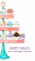 Cupcake Bakery Watercolor Floral Sprinkle Business Business Card
