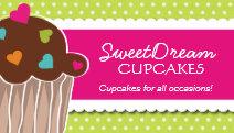 Fun Whimsical Cupcake Bakery Business Cards