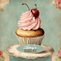 Modern Vintage Baker Cake Bakery Cupcake Square Business Card