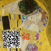Gustav Klimt - The Kiss - QR Code Square Business Card
