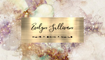 watercolor and faux gold foil business card