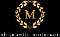 Ornate Golden Leaved Roman Wreath Monogram - Black Business Card