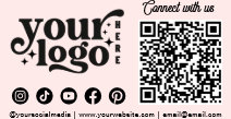 Connect with us Social Media QR Code Pink Business Card
