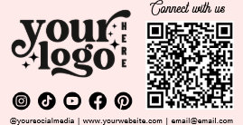 Connect with us Social Media QR Code Pink Business Card