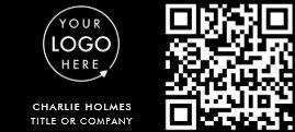 QR Code Business Logo   Black Modern Professional Business Card