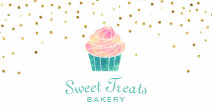 Bakery Cupcake Sweet Treats Gold Confetti Business Card