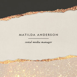 Rose gold glitter black pink modern square business card