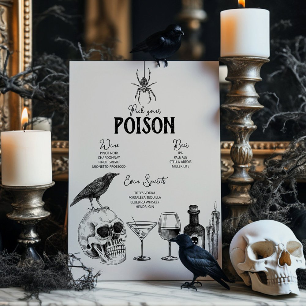 A Halloween party sign