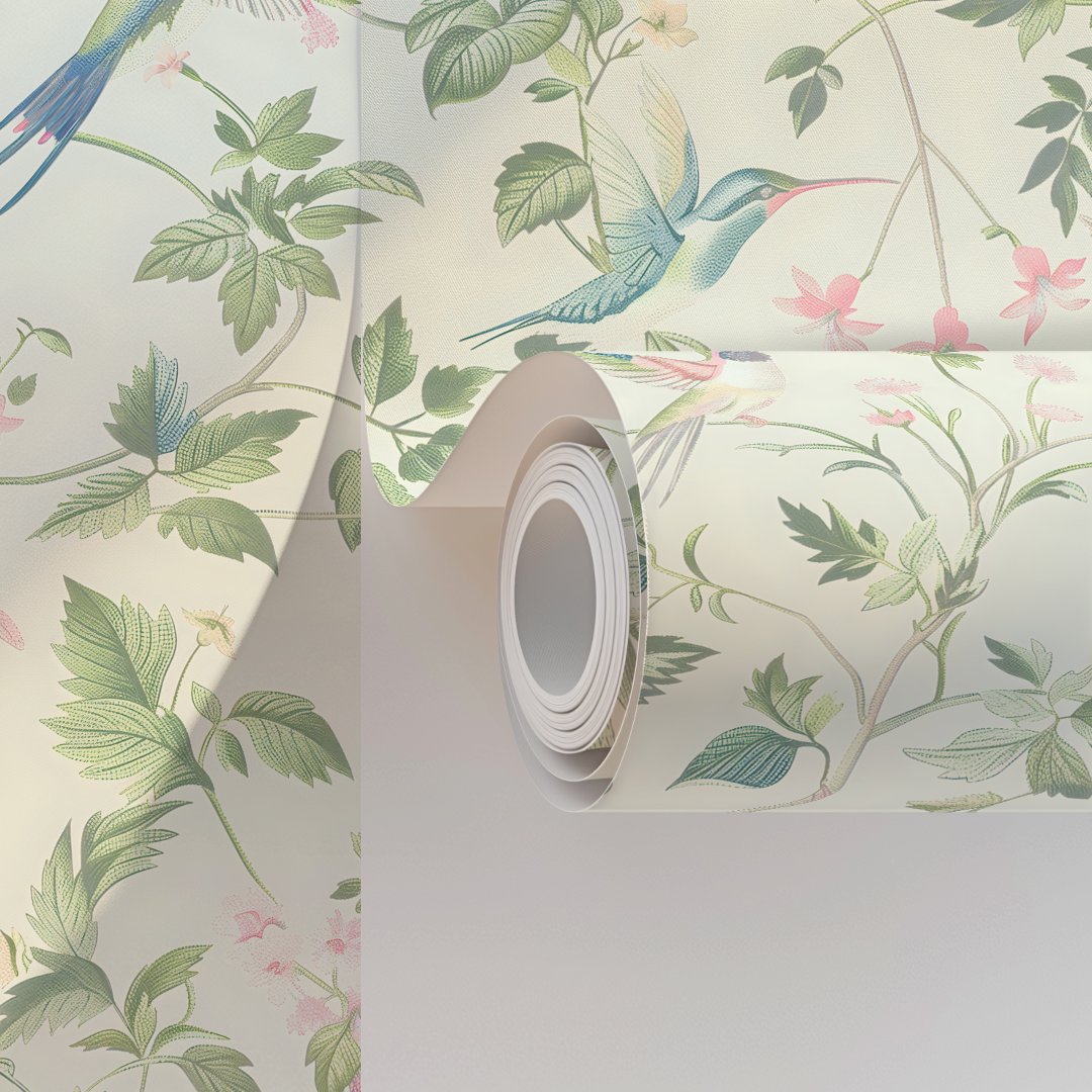 Elegant Hummingbird Nature-Inspired Floral Pattern Wallpaper (Creator Uploaded)