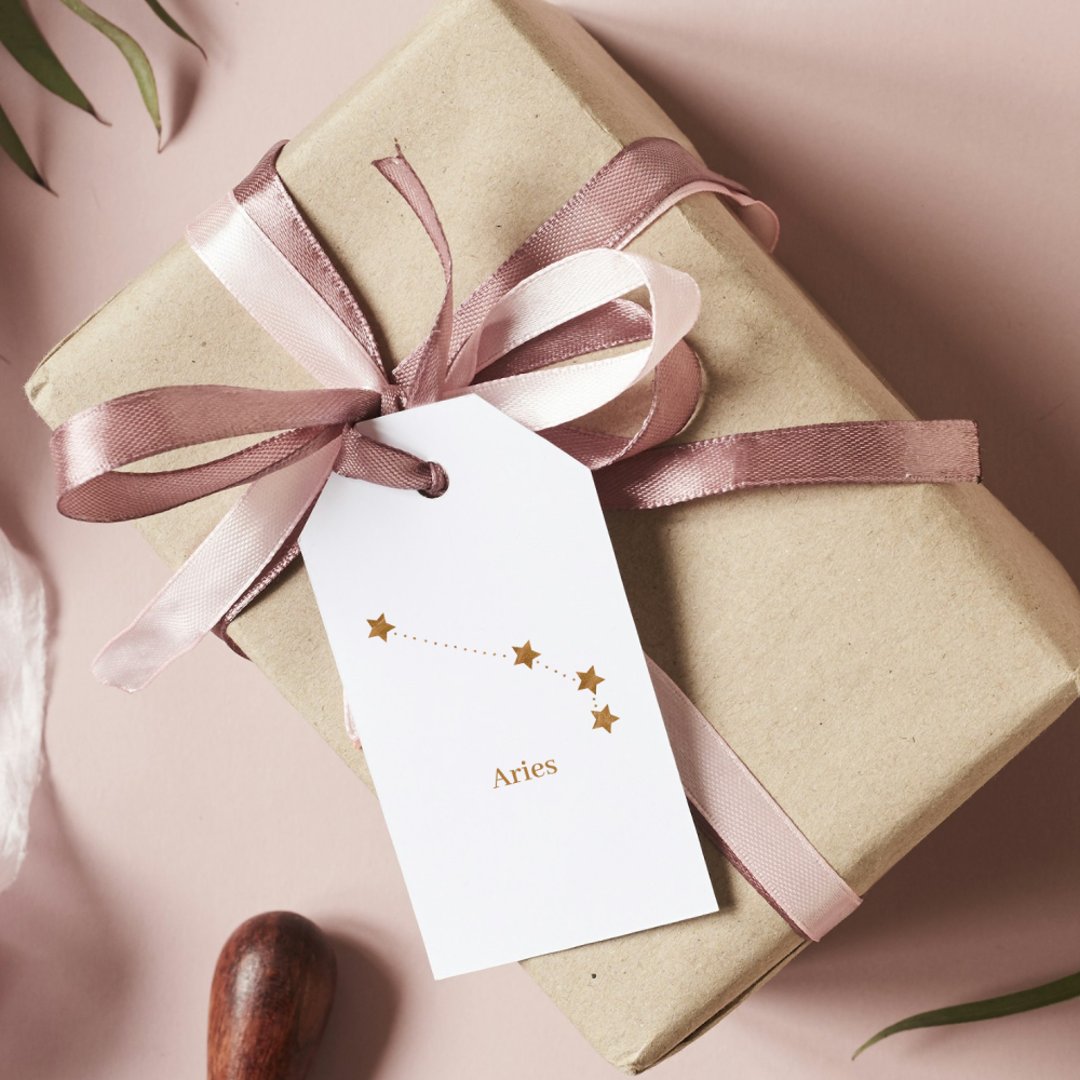 Modern Zodiac Sign Gold Aries | Element Fire Gift Tags
