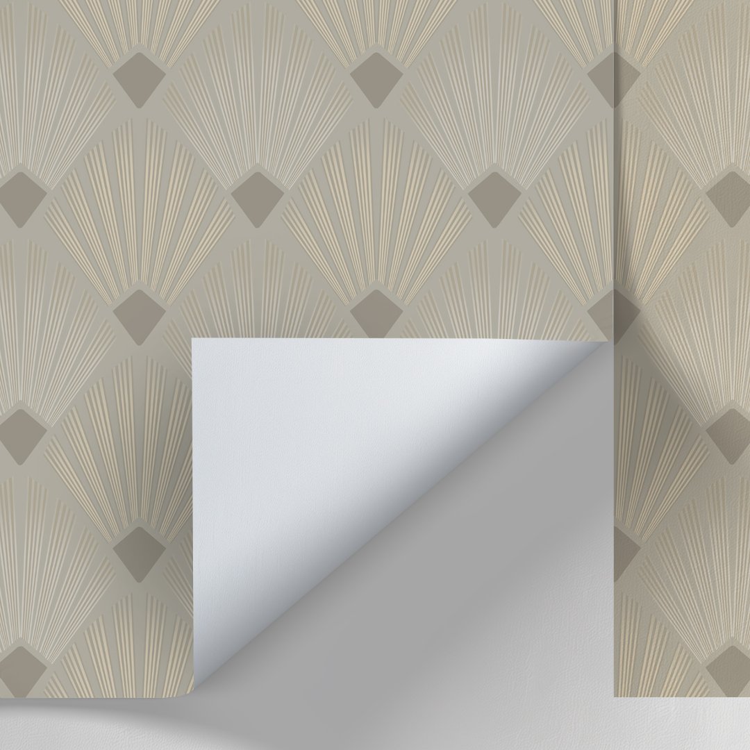 Stylish Art Deco Beige & Cream Geometric Design Wallpaper (Creator Uploaded)