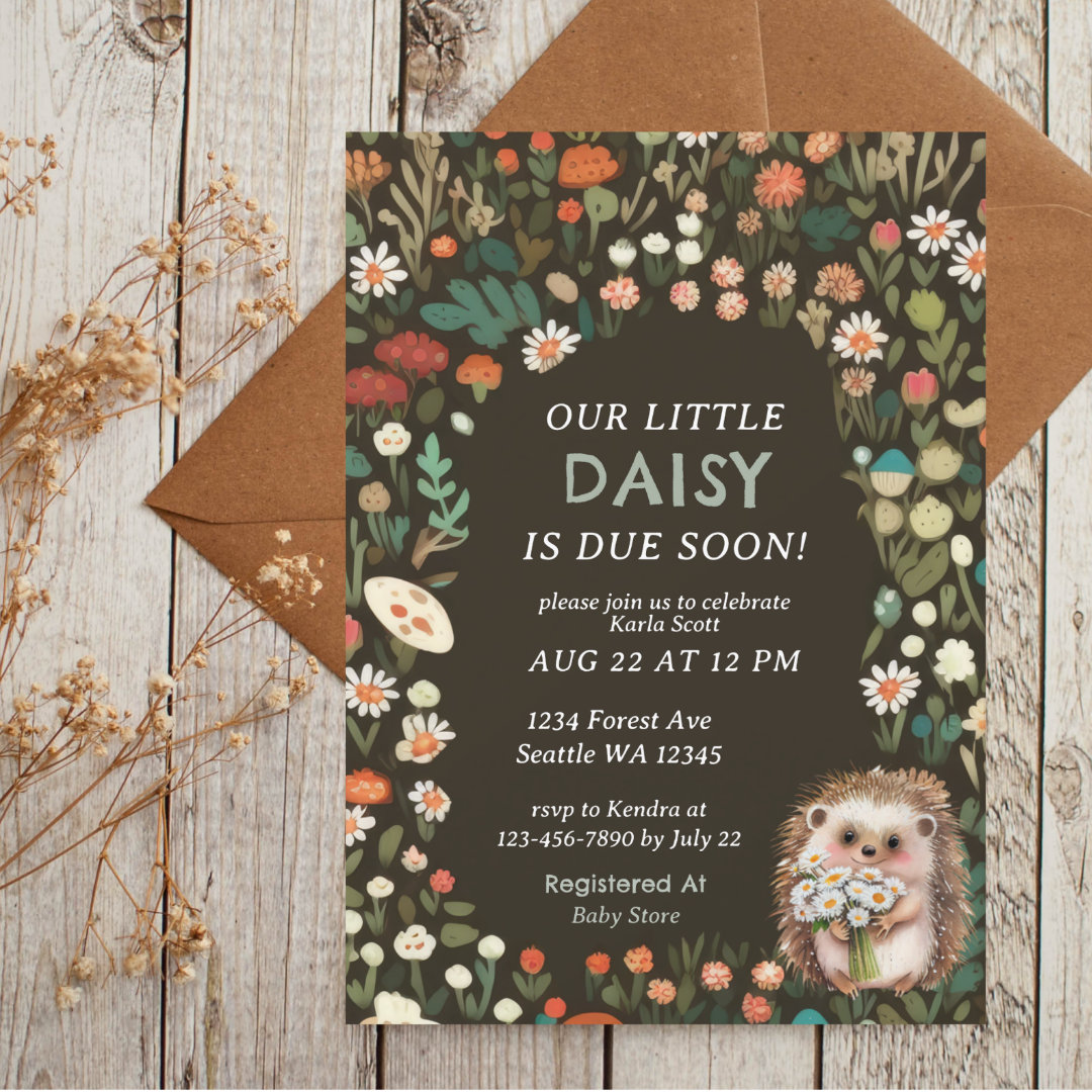 Cute Daisy Woodland Animal Forest Baby Shower Invitation (Creator Uploaded)