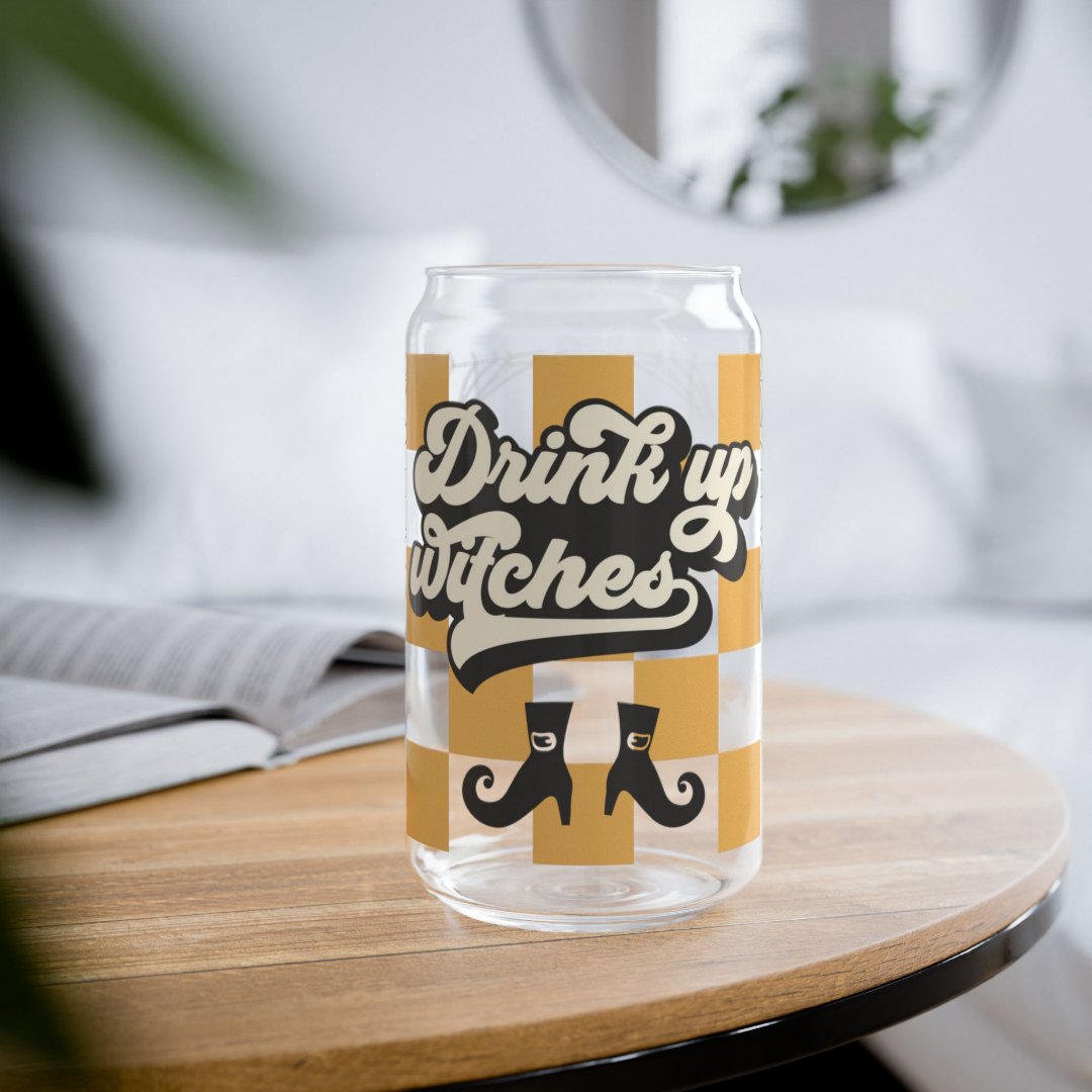 Drink Up Witches Halloween Glass, Fall Season Gift Can Glass