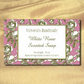 White and Faux Gold Rose Custom Soap Stickers