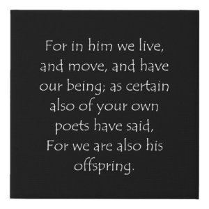 Acts 17:28 typographic Bible verse print