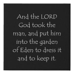 Genesis 2:15 typographic Bible verse print