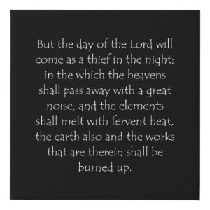 2 Peter 3:10 typographic Bible verse print
