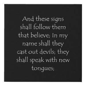 Mark 16:17 typographic Bible verse print