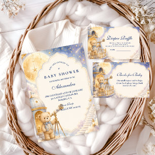 Whimsical Bear Moon Stars Baby Shower Napkins