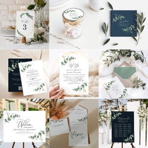 Wedding greenery Eucalyptus botanical modern Invitation