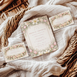 Blush Tulip And Lily Garden Bridal Shower Napkins