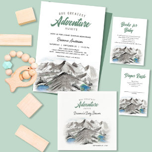 Adventure Mountains Baby Shower Diaper Raffle Enclosure Card