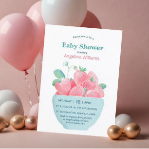 Baby shower sticker with a cute strawberry 