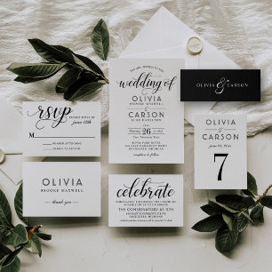 Classic Black and White Calligraphy Wedding Invitation